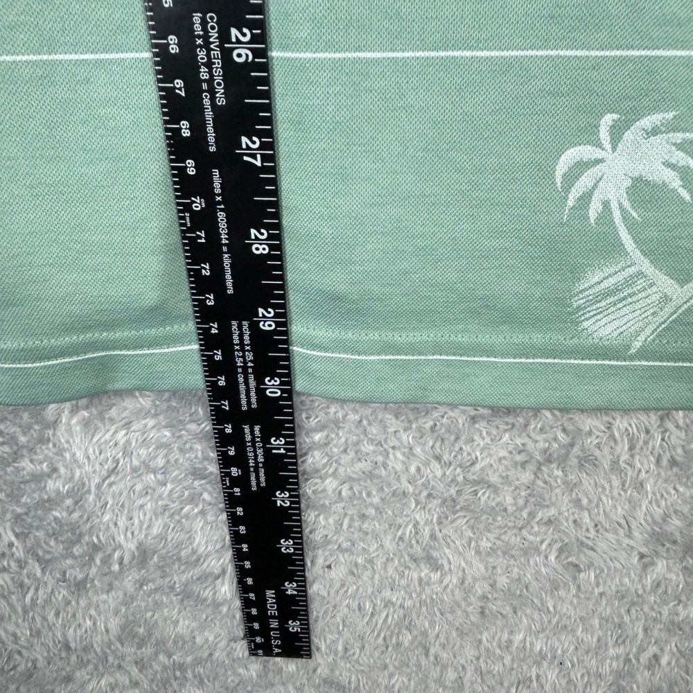 TravisMathew Mens XL Sage Green Palm Tree Striped Pima Cotton‎ Blend Polo Shirt - Picture 8 of 10